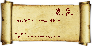 Mazák Hermiás névjegykártya